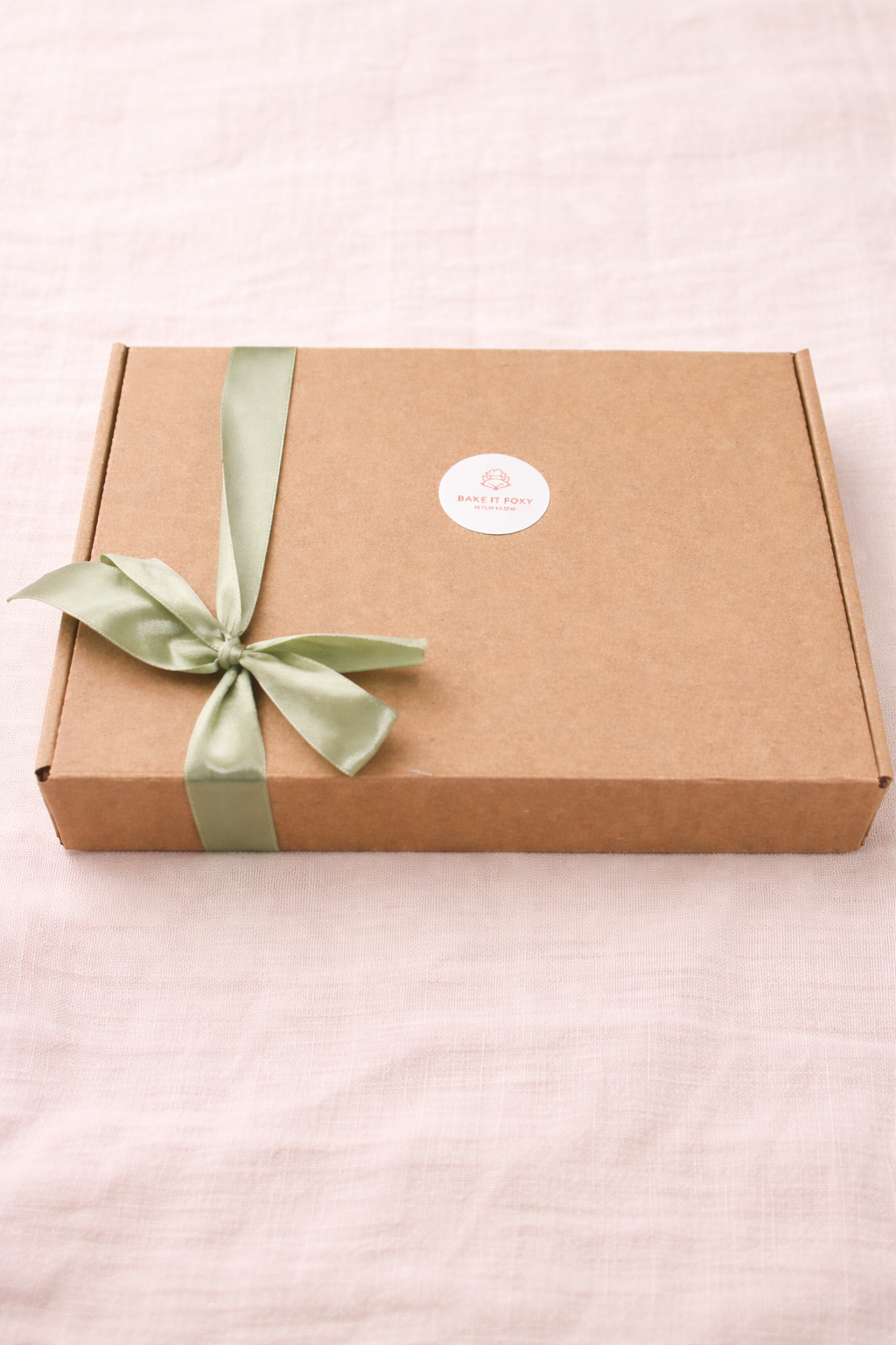 Brownie gift box sage ribbon